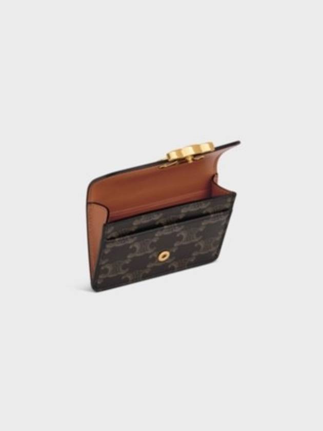 Triomphe Canvas Flap Card Holder Tan Brown - CELINE - BALAAN 5