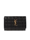 Cassandra Quilting Leather Half Wallet Black - SAINT LAURENT - BALAAN 2