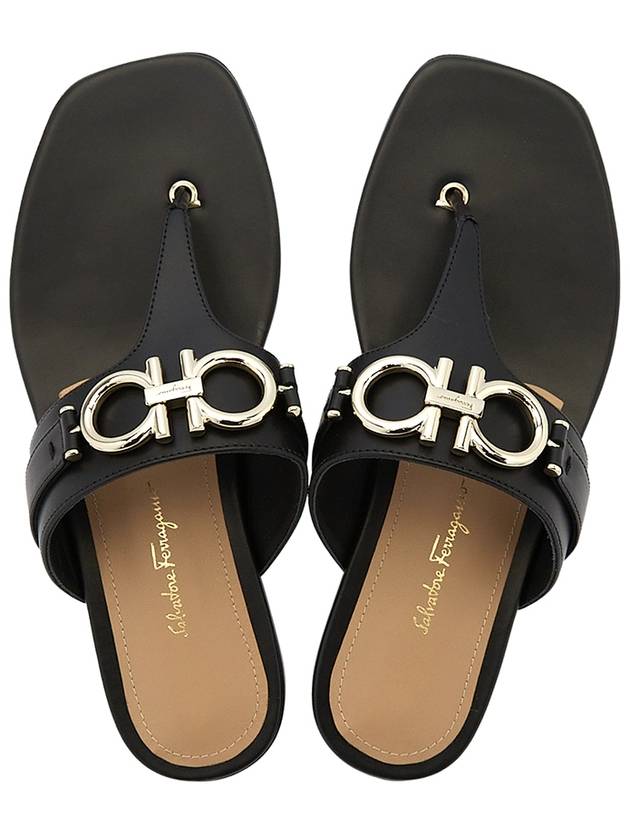 Gancini Flip Flops Black - SALVATORE FERRAGAMO - BALAAN 3