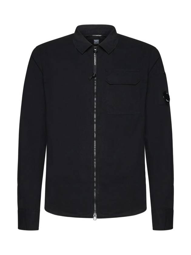 Gabardine Zipped Long Sleeve Shirt Black - CP COMPANY - BALAAN 1