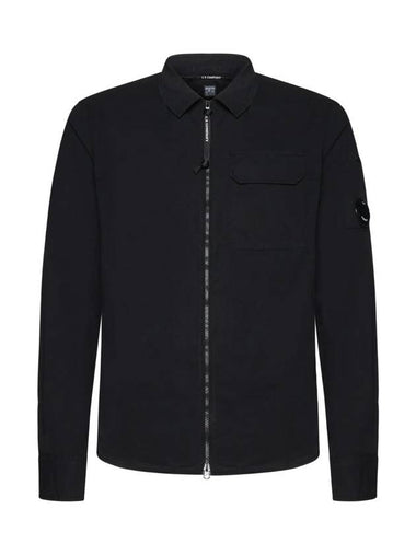 Gabardine Zipped Long Sleeve Shirt Black - CP COMPANY - BALAAN 1