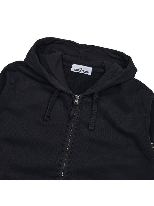 Logo Cotton Zip-Up Hoodie Black - STONE ISLAND - BALAAN 9