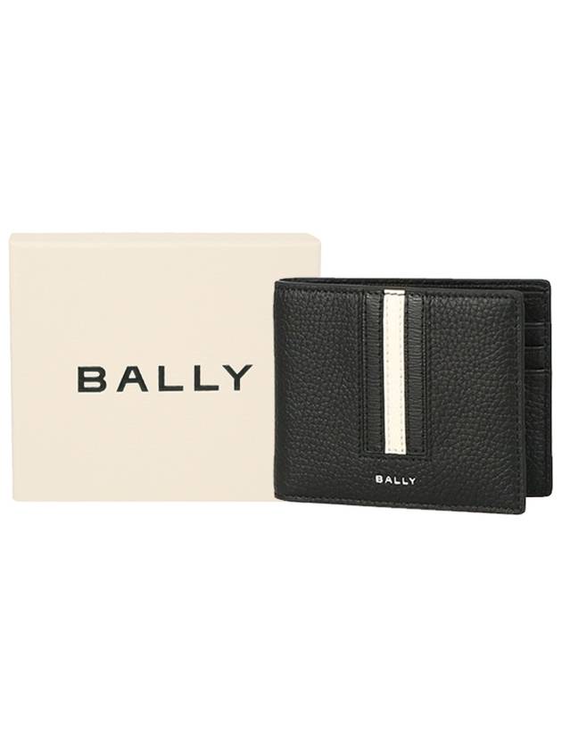 Logo Bifold Leather Half Wallet Black - BALLY - BALAAN 6