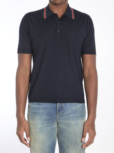 Polo Shirt With Web Motif - GUCCI - BALAAN 1