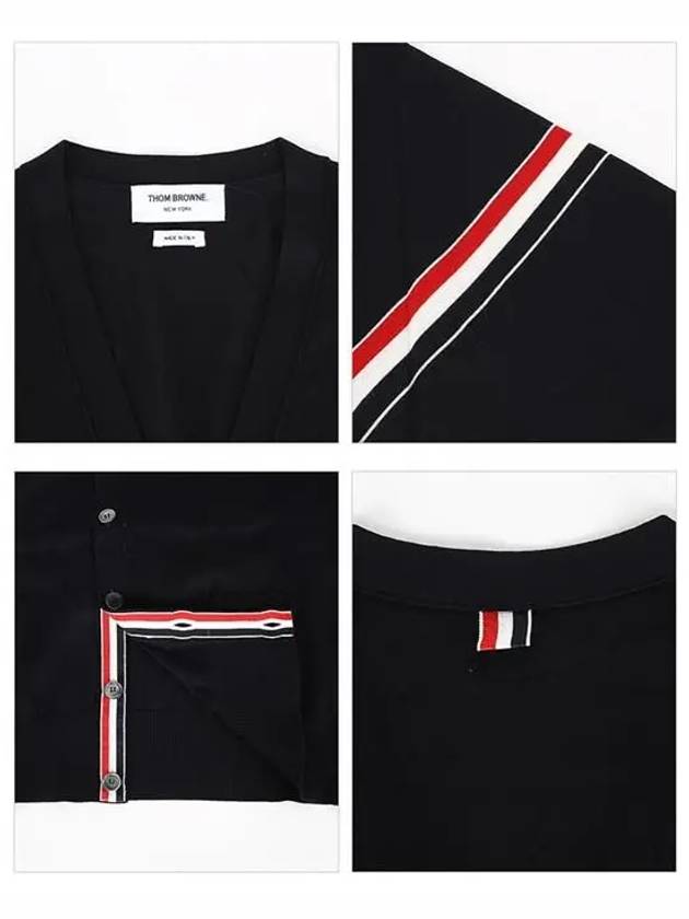 Stripe Armband Merino Wool Cardigan Navy - THOM BROWNE - BALAAN 5