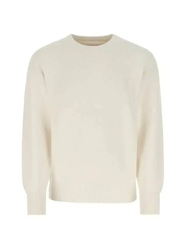 triangle logo round neck knit top beige - PRADA - BALAAN 1