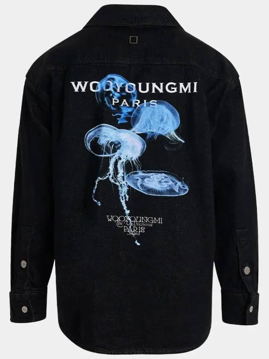 Men s Jellyfish Back Logo Denim Shirt Dark Gray W241SH15862G - WOOYOUNGMI - BALAAN 1