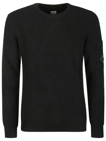 Men's Lens Detail Crew Neck Knit Top Black - CP COMPANY - BALAAN 1