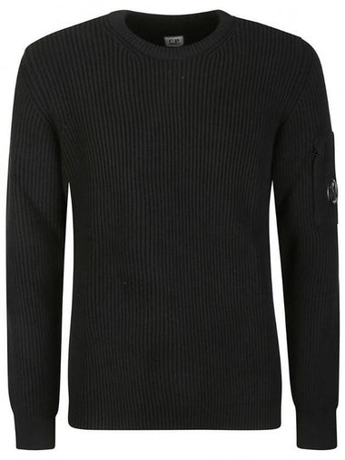 Men's Lens Detail Crew Neck Knit Top Black - CP COMPANY - BALAAN 1