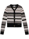 Logo Stripe Wool Cardigan Black - GANNI - BALAAN 2