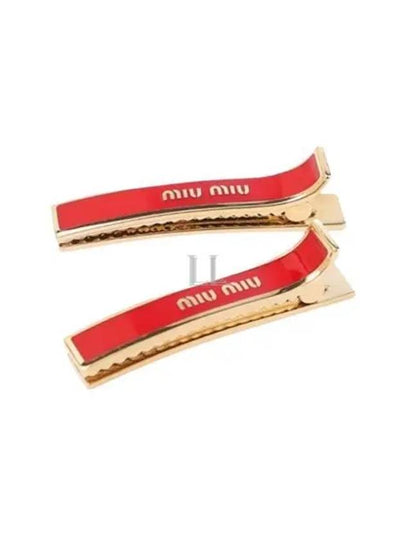 Engraved Logo Hair Pin Set Red - MIU MIU - BALAAN 2