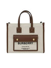 Mini Two-Tone Canvas and Leather Freya Tote Bag Natural Tan - BURBERRY - BALAAN 2