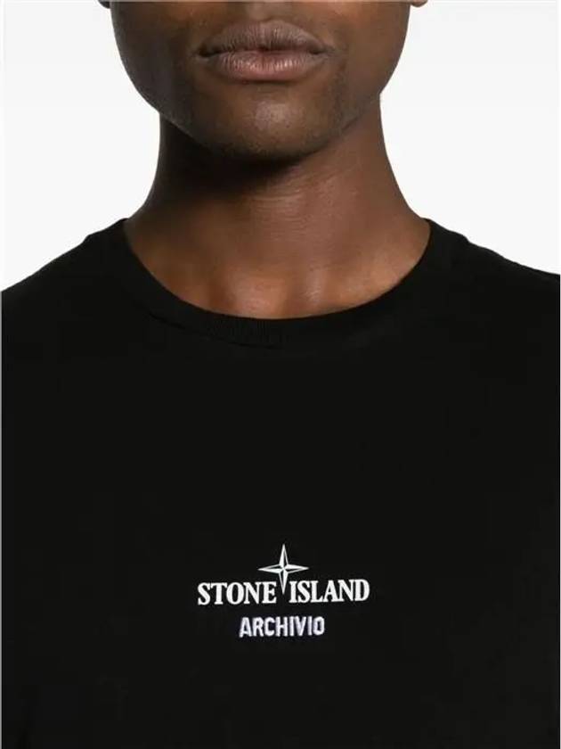 Archivio Cotton Short Sleeve T Shirt Black - STONE ISLAND - BALAAN 6