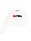 Logo Print Cotton Cropped Sweatshirt White - DIESEL - BALAAN 2