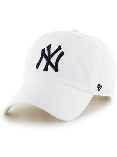 MLB Hat NY Big Logo New York Yankees Baseball Cap Premium Line Ball White - 47BRAND - BALAAN 1