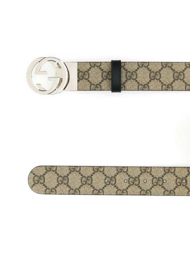 Men's Double-sided GG Supreme Solid Leather Belt Black Beige - GUCCI - BALAAN 3