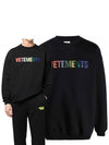 Crystal Logo Crew Neck Sweatshirt Black - VETEMENTS - BALAAN 2