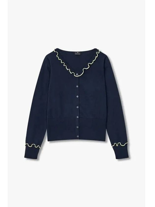 PS Women s Wave Trim Cotton Cardigan Navy - PAUL SMITH - BALAAN 1