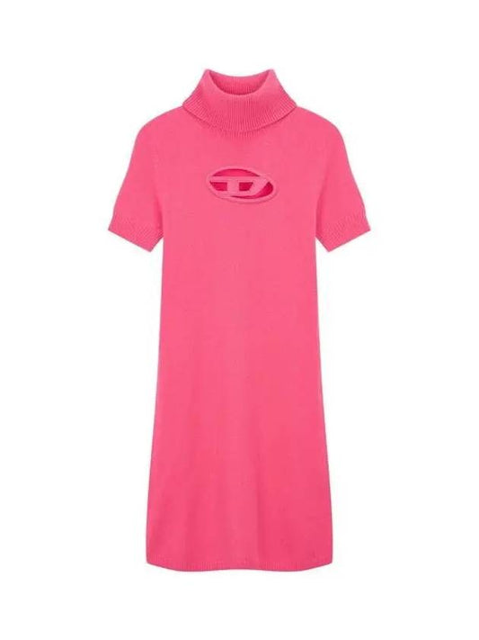 Women's Cashmere Wool Turtleneck Knit Dress Dark Pink 270991 - DIESEL - BALAAN 1