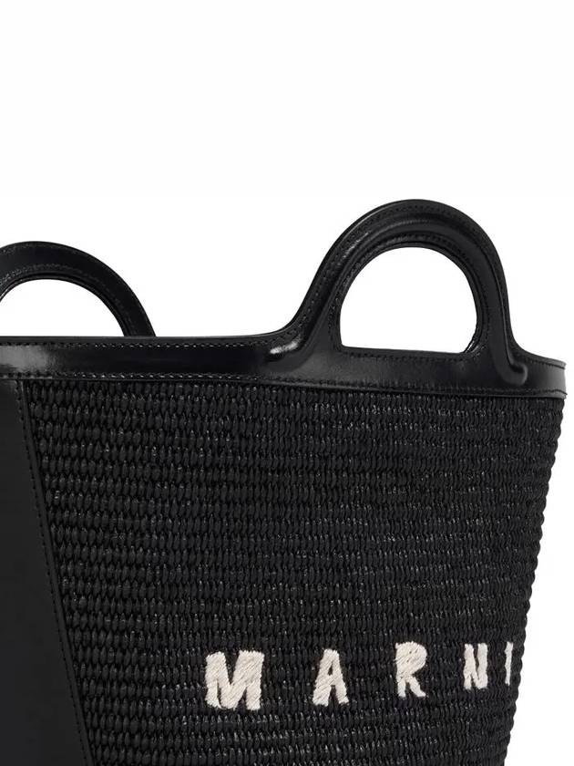 Leather Raffia Tropicalia Tote Bag Black - MARNI - BALAAN 9