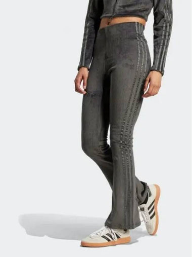 RIBBED FLARED LEGGINGS CARBON - ADIDAS - BALAAN 1