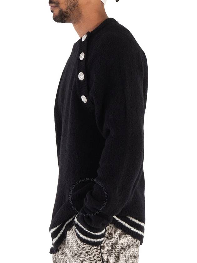 striped button detail crew neck knit top black - BALMAIN - BALAAN 3