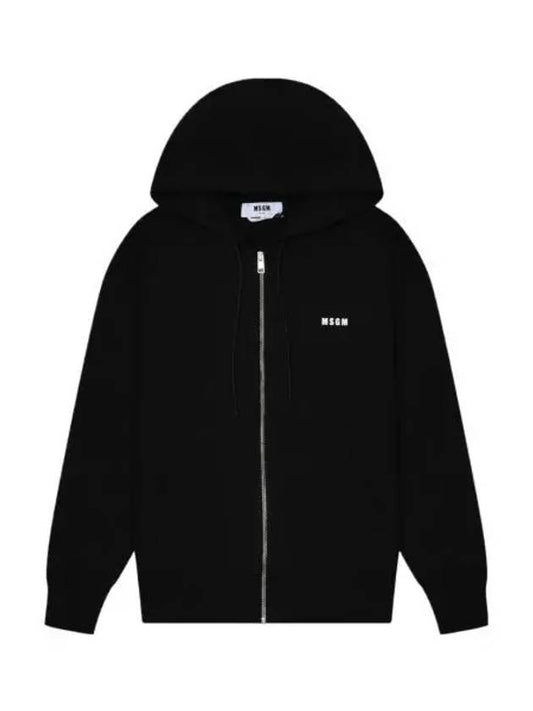 Micro Logo Cotton Zip Up Hoodie Black - MSGM - BALAAN 2