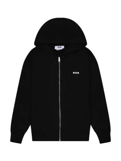 Micro Logo Cotton Zip Up Hoodie Black - MSGM - BALAAN 2