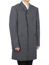 Men's Plain Weave 4 Bar Chesterfield Over Single Coat Dark Grey - THOM BROWNE - BALAAN.