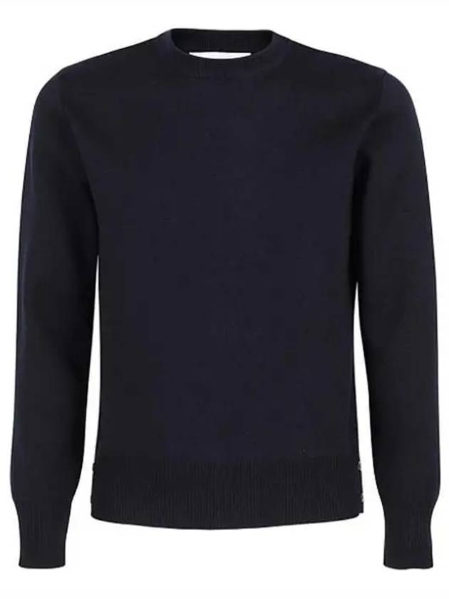 Center Back Striped Stitch Merino Wool Knit Top Navy - THOM BROWNE - BALAAN 5