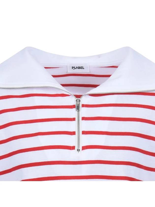 Big collar striped t-shirt MW3ME103RED - P_LABEL - BALAAN 6
