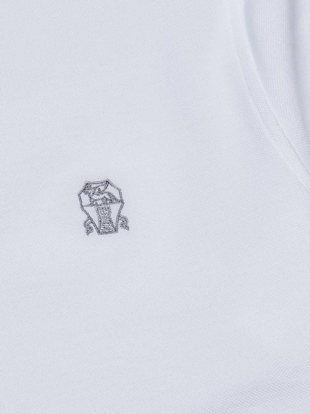 Embroidered Logo Short Sleeve Polo Shirt White - BRUNELLO CUCINELLI - BALAAN 6