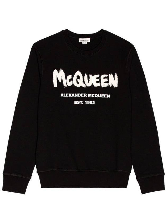 Men's Graffiti Logo Sweatshirt Black - ALEXANDER MCQUEEN - BALAAN 1