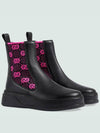 GG Jersey Leather Chelsea Boots Black - GUCCI - BALAAN.