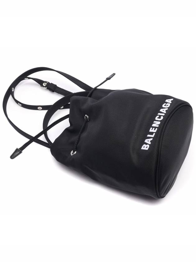 Wheel Drawstring XS Bucket Bag Black White - BALENCIAGA - BALAAN 6