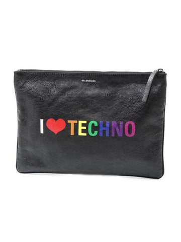 I Love Techno Clutch Bag Black - BALENCIAGA - BALAAN 1