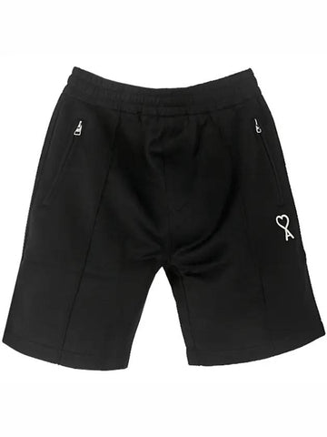 Men's Embroidered Heart Logo Shorts Black - AMI - BALAAN.