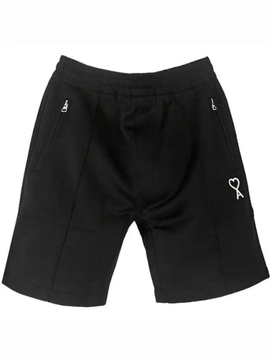 Men's Embroidered Heart Logo Shorts Black - AMI - BALAAN 1