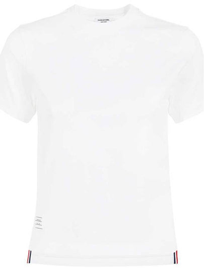 Logo Patch Lightweight Jersey Relaxed Fit Short Sleeve T-Shirt White - THOM BROWNE - BALAAN 2