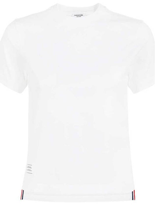 Logo Patch Lightweight Jersey Relaxed Fit Short Sleeve T-Shirt White - THOM BROWNE - BALAAN 2