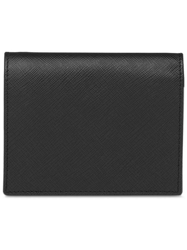 Gold Hardware Triangle Logo Saffiano Half Wallet Black - PRADA - BALAAN 3