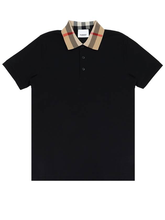 Check Collar Cotton Polo Shirt Black - BURBERRY - BALAAN 2