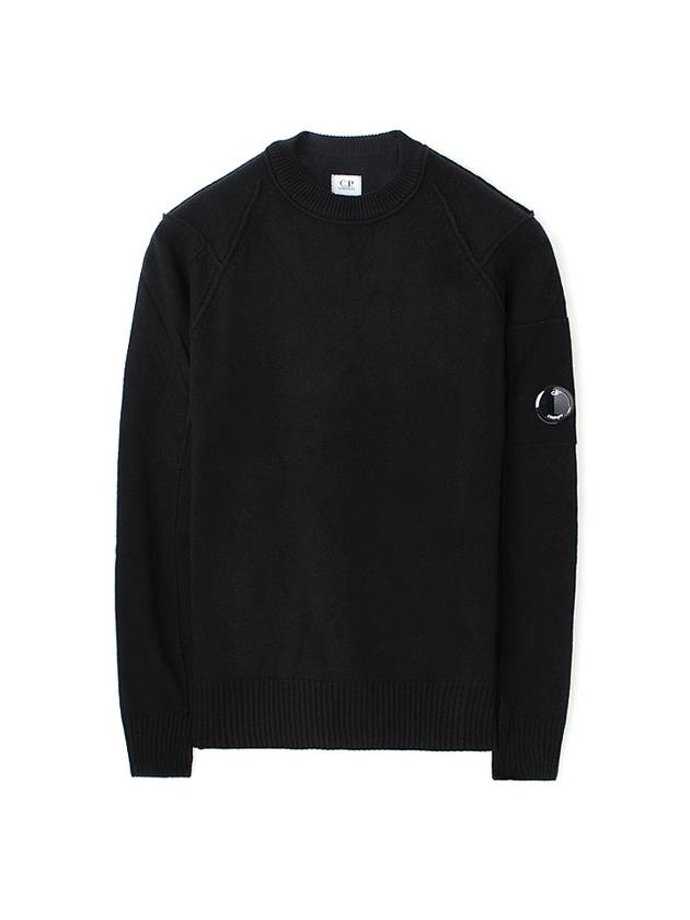 Lens Wappen Wool Blend Knit Top Black - CP COMPANY - BALAAN 1