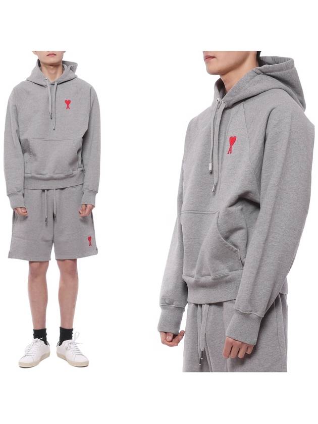 Small Heart Logo Hoodie Grey - AMI - BALAAN 2