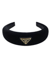 Triangle Logo Velvet Hairband Black - PRADA - BALAAN 2