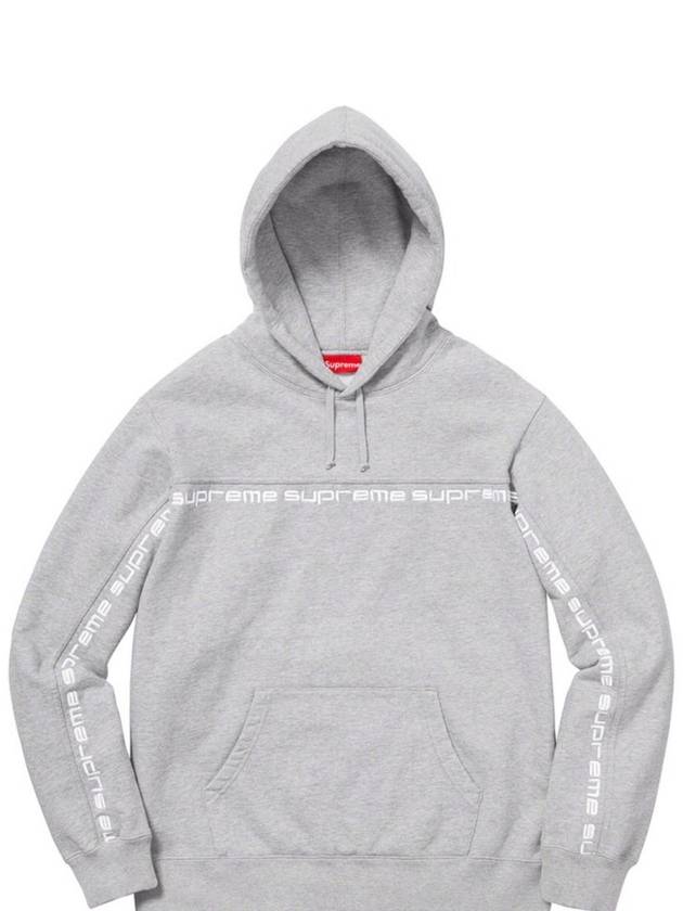 18FW Text Stripe Hooded Gray Text Stripe Hooded Sweatshirt - SUPREME - BALAAN 1