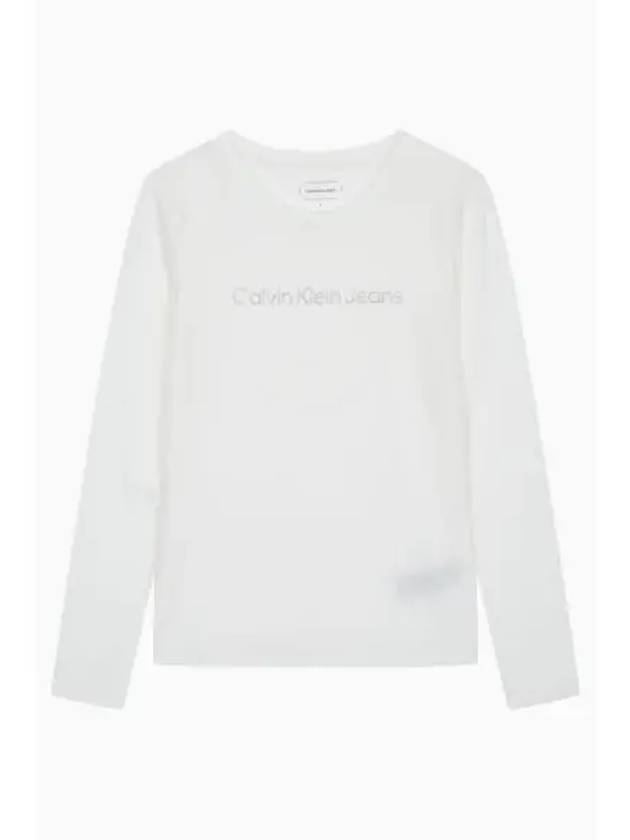 JEANS Women s Institutional Logo Straight Fit Long Sleeve T Shirt J225484 YAF - CALVIN KLEIN - BALAAN 2