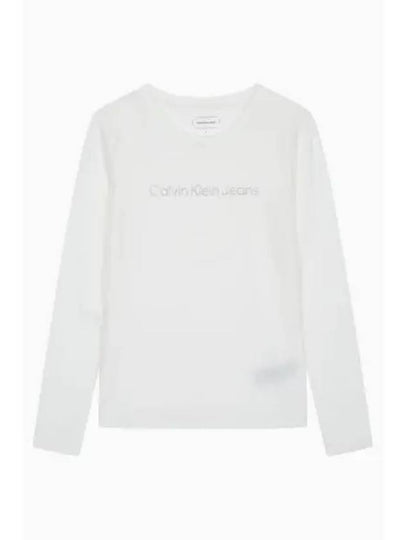 JEANS Women s Institutional Logo Straight Fit Long Sleeve T Shirt J225484 YAF - CALVIN KLEIN - BALAAN 2