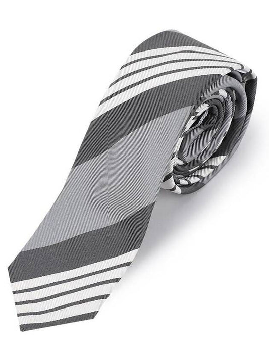4 Bar Stripe Tie Grey - THOM BROWNE - BALAAN 2