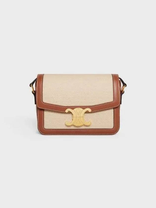 Teen Triomphe Textile Calfskin Shoulder Bag Natural Tan - CELINE - BALAAN 2